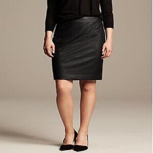 Banana Republic Womens Black Perforated Faux Leather Career Pencil Skirt Size 8